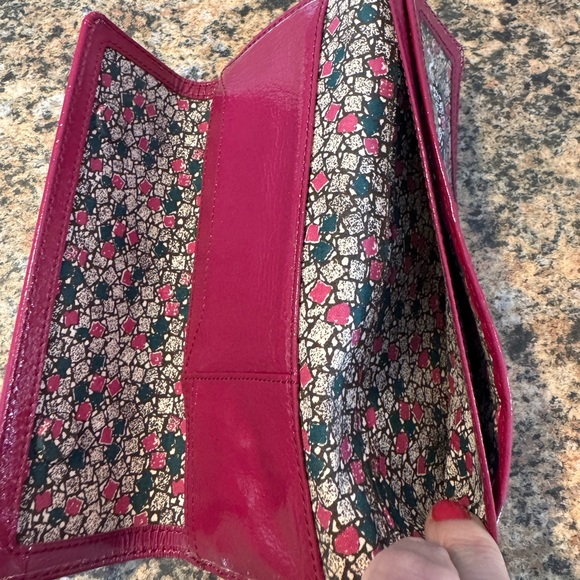 HOBO International Leather Wallet Pink Magenta Long TriFold - Picture 4 of 9